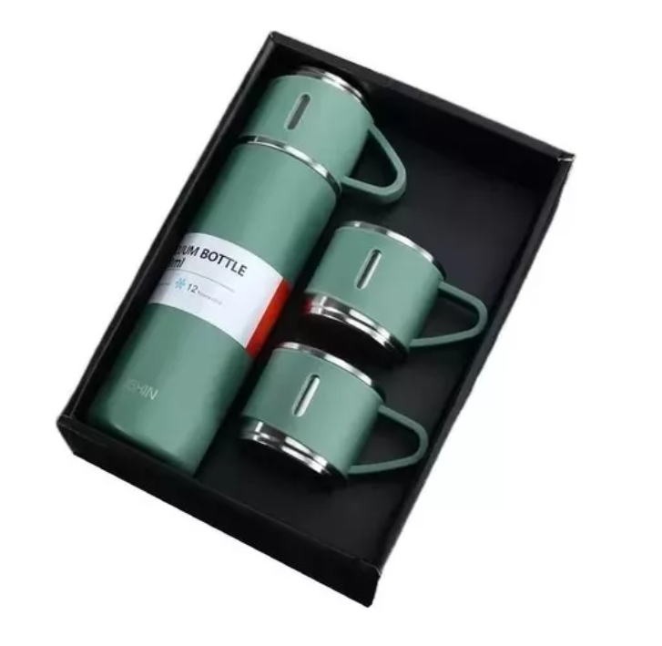 NOVEDOSO - Termo Bebidas Calientes Frías + 3 tazas